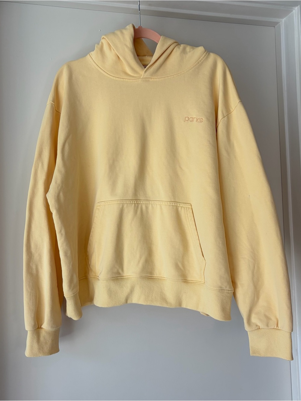 Parke Embroidered Hoodie Sweatshirt Butter Yellow L/XL Spring Cozies 2024